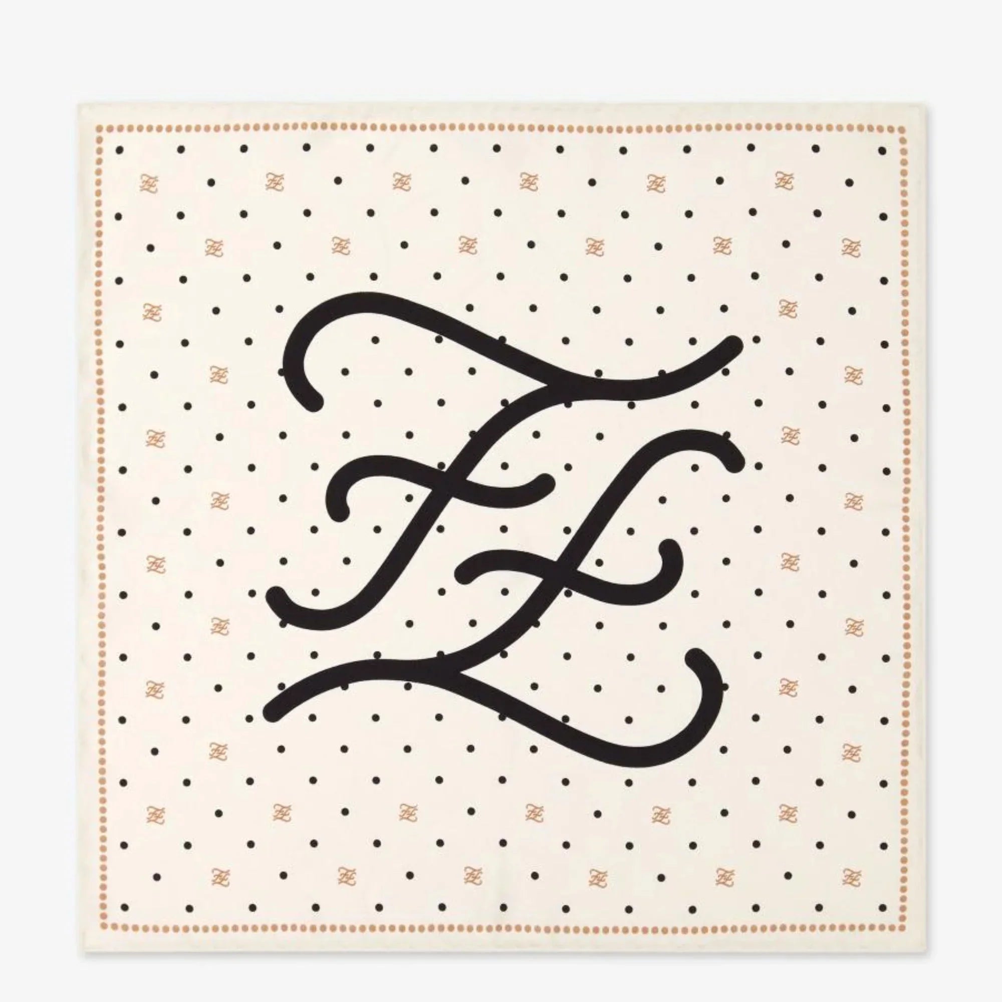 Fendi FF Karligraphy Black Logo Ivory Sizeilk Sizecarf 33 cm FXT337