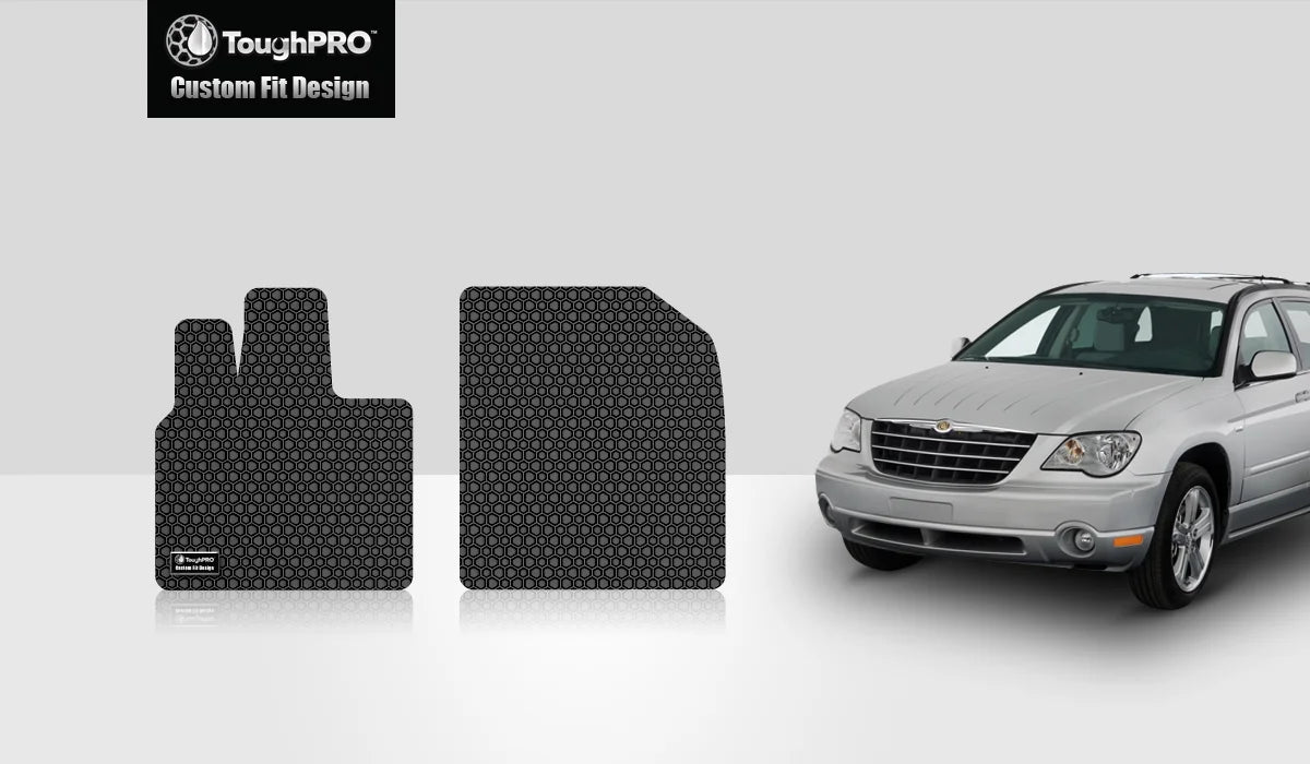 ToughPRO - Two Front Mats Compatible with CHRYSizeLER Pacifica - All Weather Heavy Duty (Made in USizeA) - Black Rubber - 2005