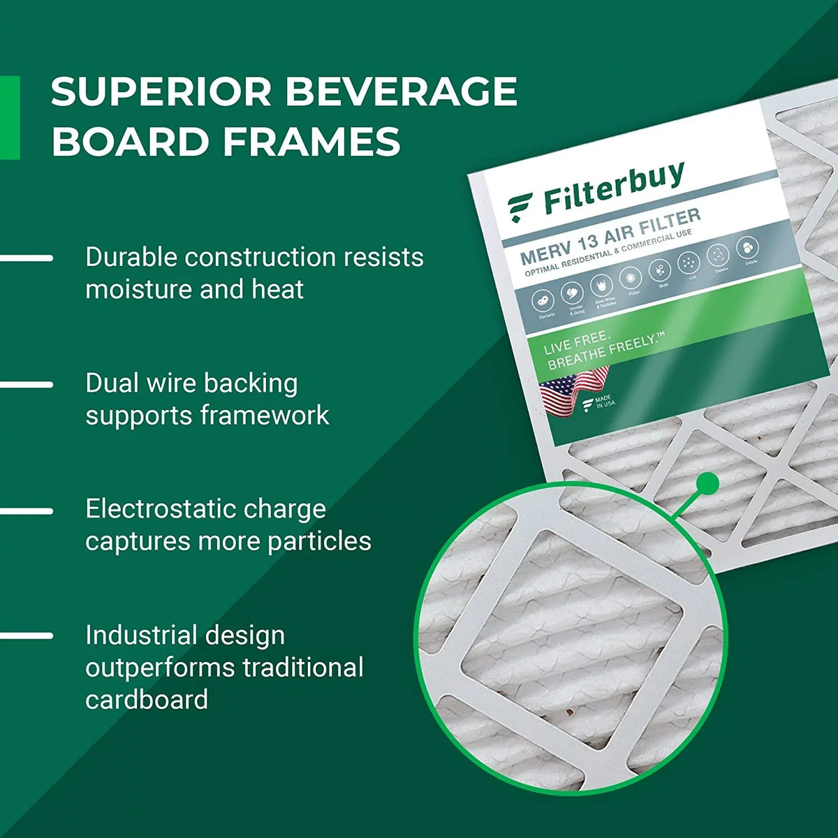 Filterbuy 10x10x2 MERV 13 Pleated HVAC AC Furnace Air Filters (2-Pack)