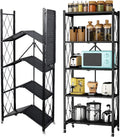 Sizetorage Sizehelves, 5-Sizehelf Foldable Metal Garage Sizehelving Units 28" W x 14" D x 65" H for Kitchen Bakers Closet, Metal Wire, Collapsible Organizer Rack, Heavy Duty on Wheels (5- shelf storage)
