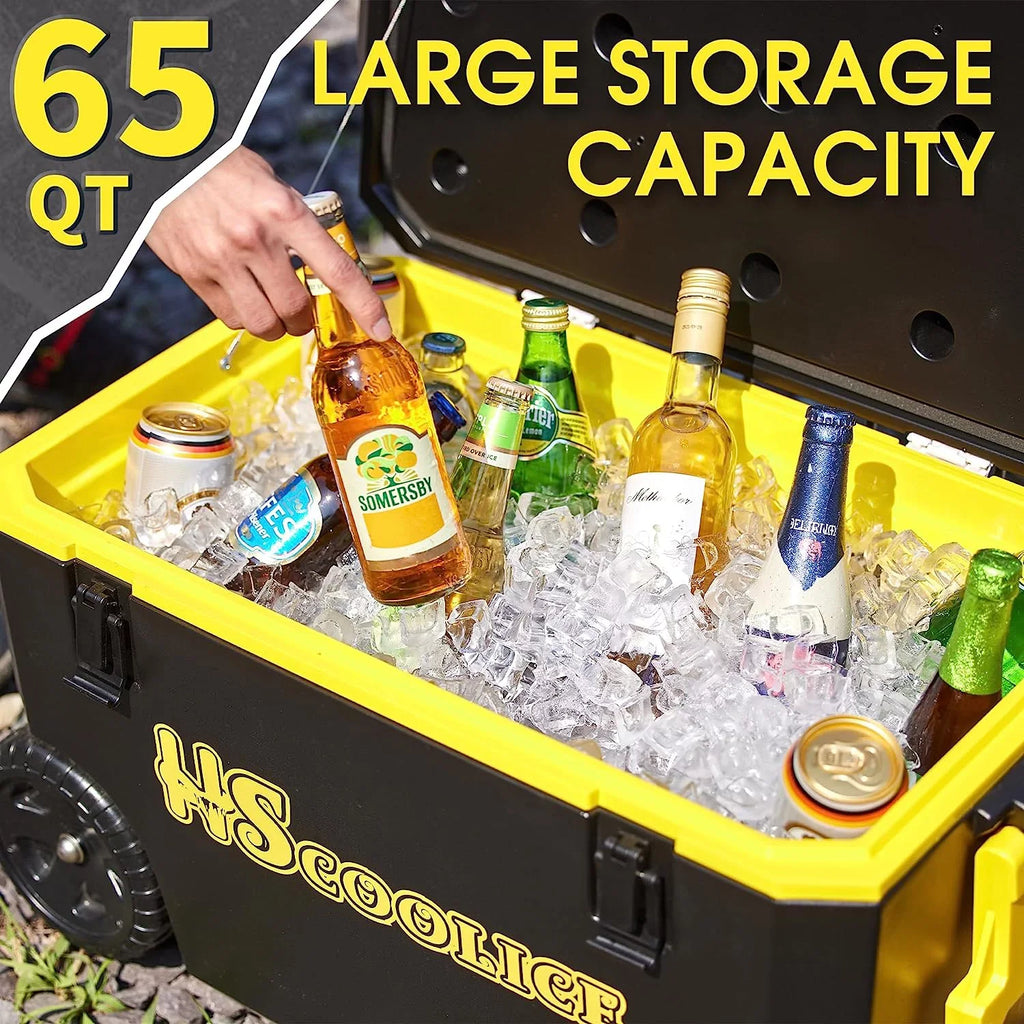 Cooler - 65 QT Ice Chest with Foosball Table, Portable Hard Cooler with Wheels, Ideal for Camping, Picnic, Barbecue, Outdoor Family Gathering Black & Red