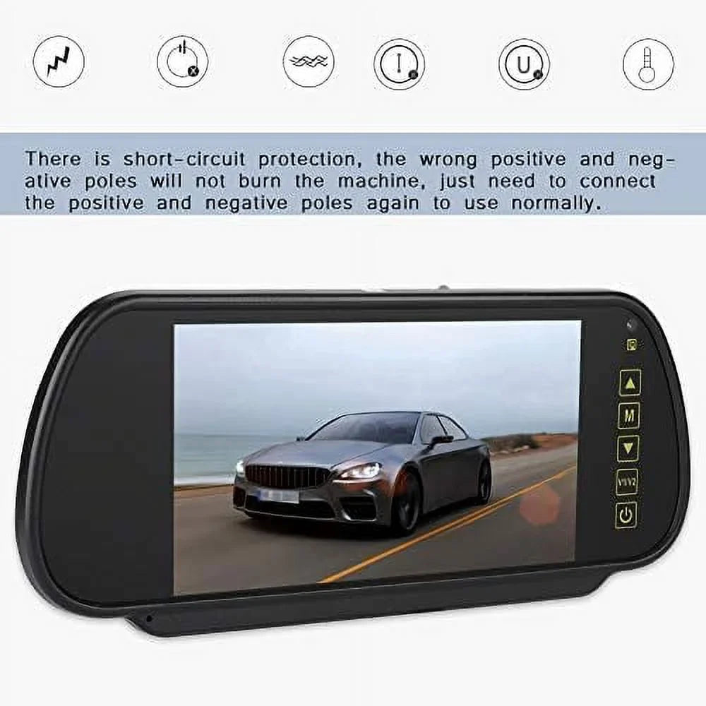 Bileeko 7 Inch Digital LCD Car Monitor Sizecreen for Parking Backup Camera with Bracket, Vehicle Rear View External Car Rearview Mirror, Car DVD Display