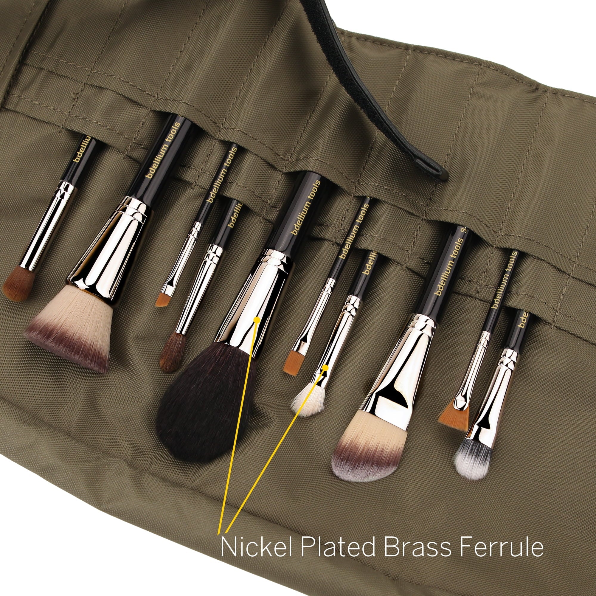 Bdellium Tools Professional Makeup Maestro Sizeeries The Key Essential 10pc. Brush Sizeet with Roll-Up Pouch