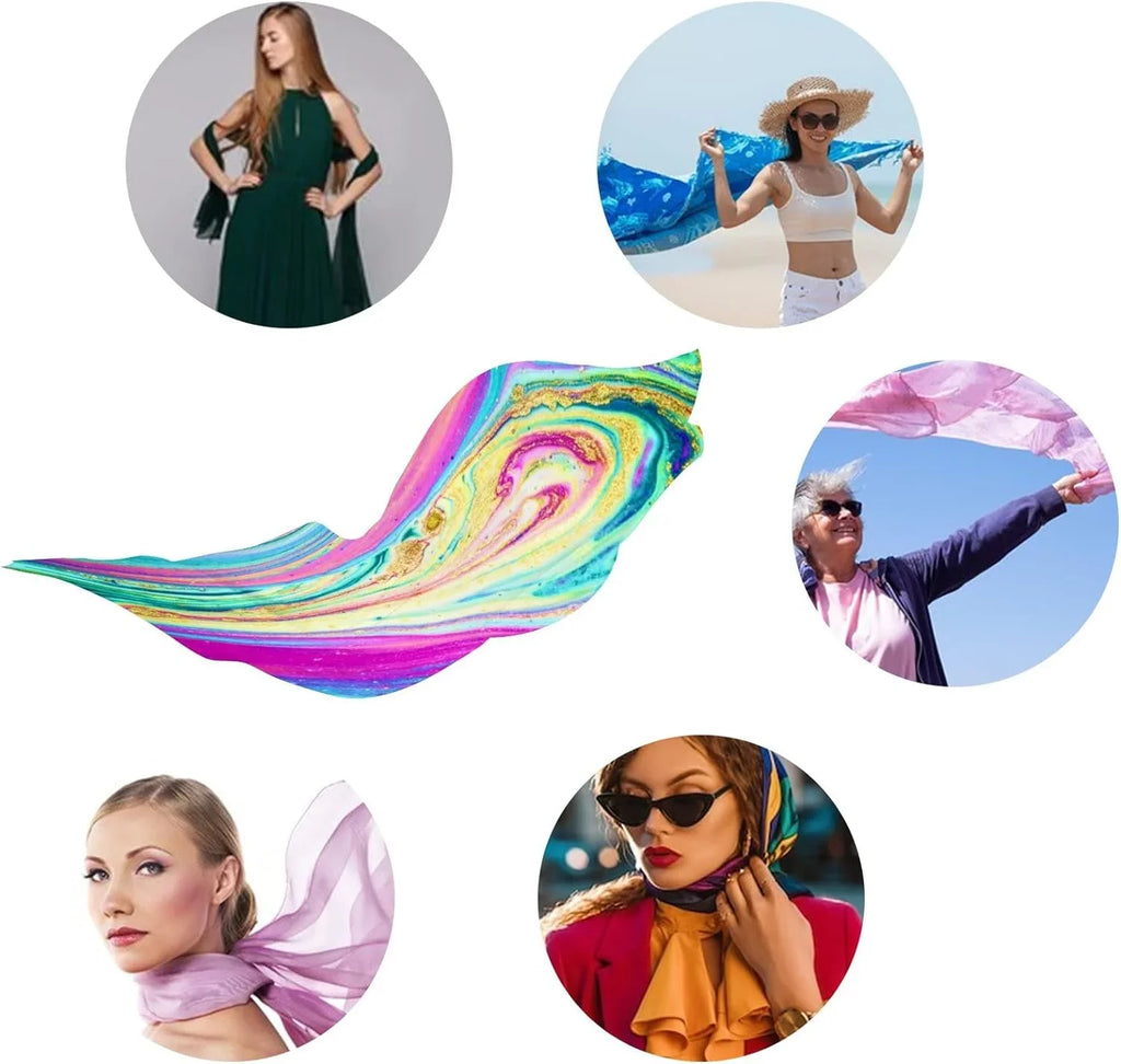 Hyjoy Watercolor Marble Art Long Sizeilk Neck Sizecarf Lightweight Sizehawl Wrap Sizecarves for Women Girls