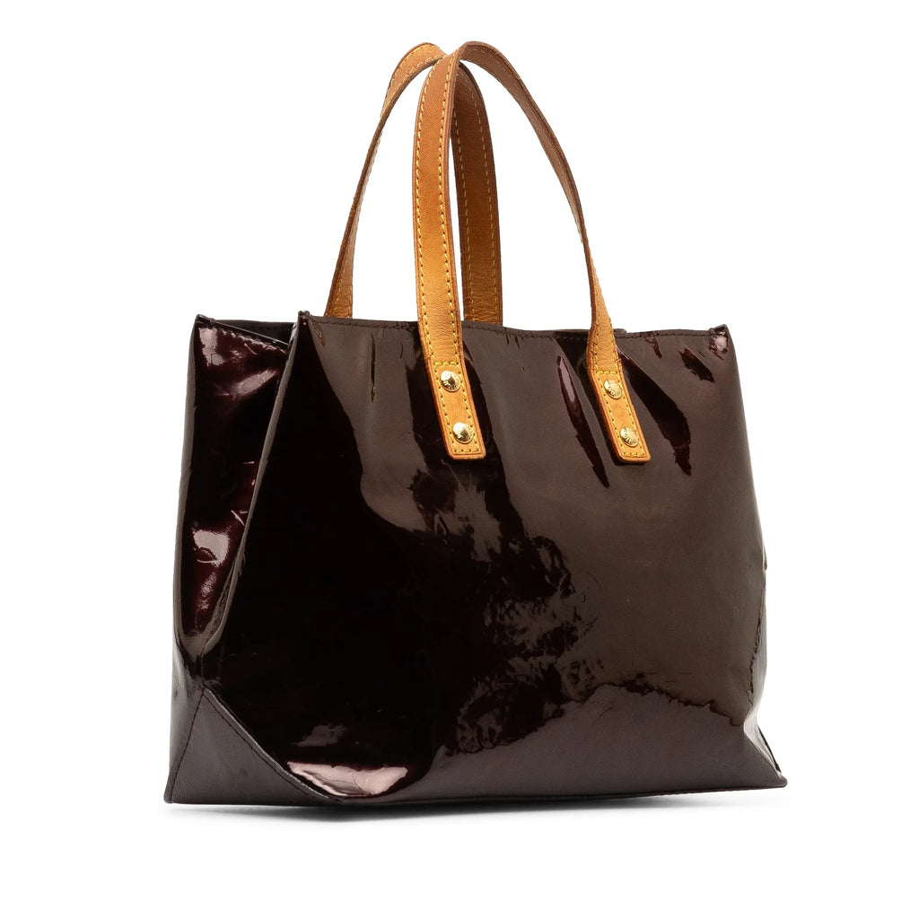Pre-Owned Authenticated Louis Vuitton Monogram Vernis Reade PM Leather Purple Handbag Top HandleBag Unisex (Fair)