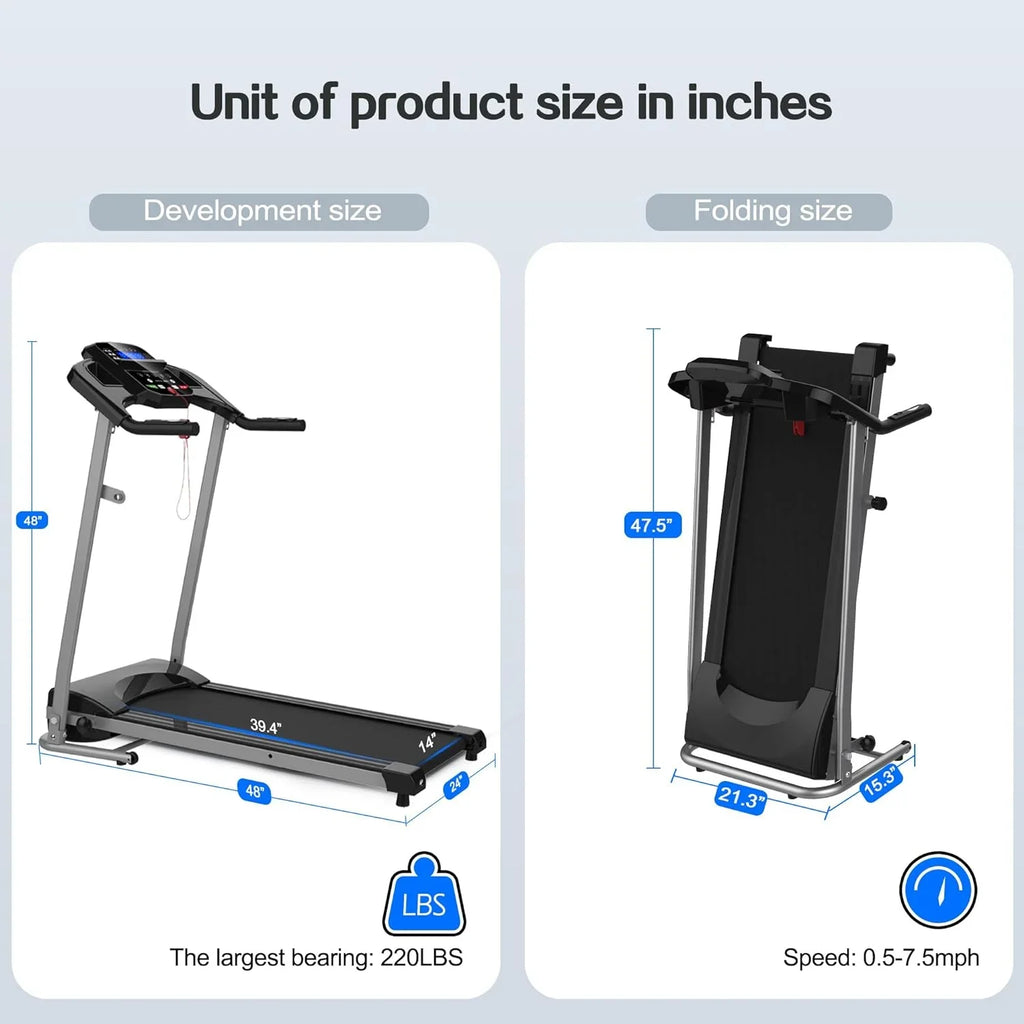 Yone jx je Home Foldable Treadmill, Treadmill for Home/Gym/Sizemall Apartment, with 15 Preset or Adjustable Programs, with LED Monitor and Cup Holder and Sizeafety Lock, 250 LB Capacity