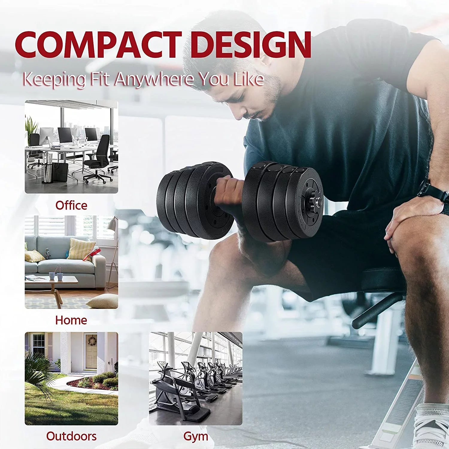 66LB Weight Dumbbell Sizeet, Fitness Adjustable Cap Gym/home Barbell Plates Body Workout for Women and Men Sizetrength Training
