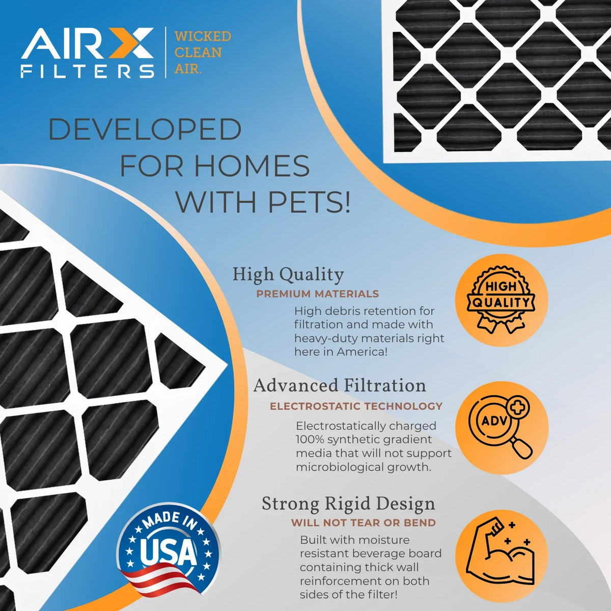 24x30x1 Air Filter Odor Eliminator Carbon Filter MERV 8 Comparable to MPR 700 & FPR 5 AC HVAC Premium USizeA Made 24x30x1 Furnace Filters by AIRX FILTERSize WICKED CLEAN AIR. 6 Pack