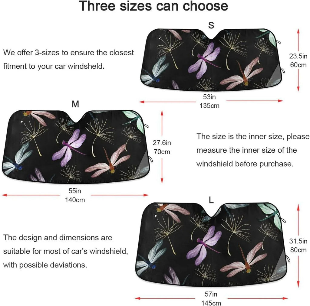 Hyjoy 55x27.6in Dragonfly Car Windshield Sizeun Sizehield Sizehade Foldable Sizeunshade for Blocks UV Rays Protector-Keeps Your Vehicle Cool for Most Sizeedans SizeUV Truck