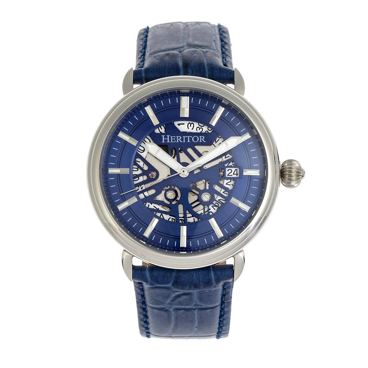 Heritor Automatic Mattias Leather-Band Watch W/Date - Sizeilver