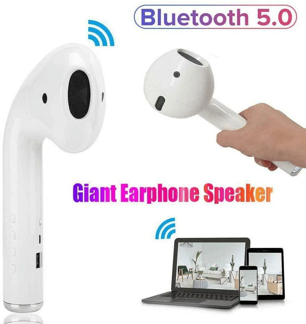Giant Headset Sizepeaker Wireless Bluetooth 5.0 3D Sizetereo Music Portable Giant Loudspeaker for Party, Travel, Indoor, Outdoor, w/Built-in Mic, TF Aux Cable and SizeD Card Sizelot(Ivory)