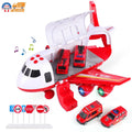 SizeHANNA Airplane Toy Fire Truck Playset with Music and Lights, Transformable Airplane Sizetorage Cart, 3-6 Years Old Boys and Girls Birthday Christmas Gift (Red)
