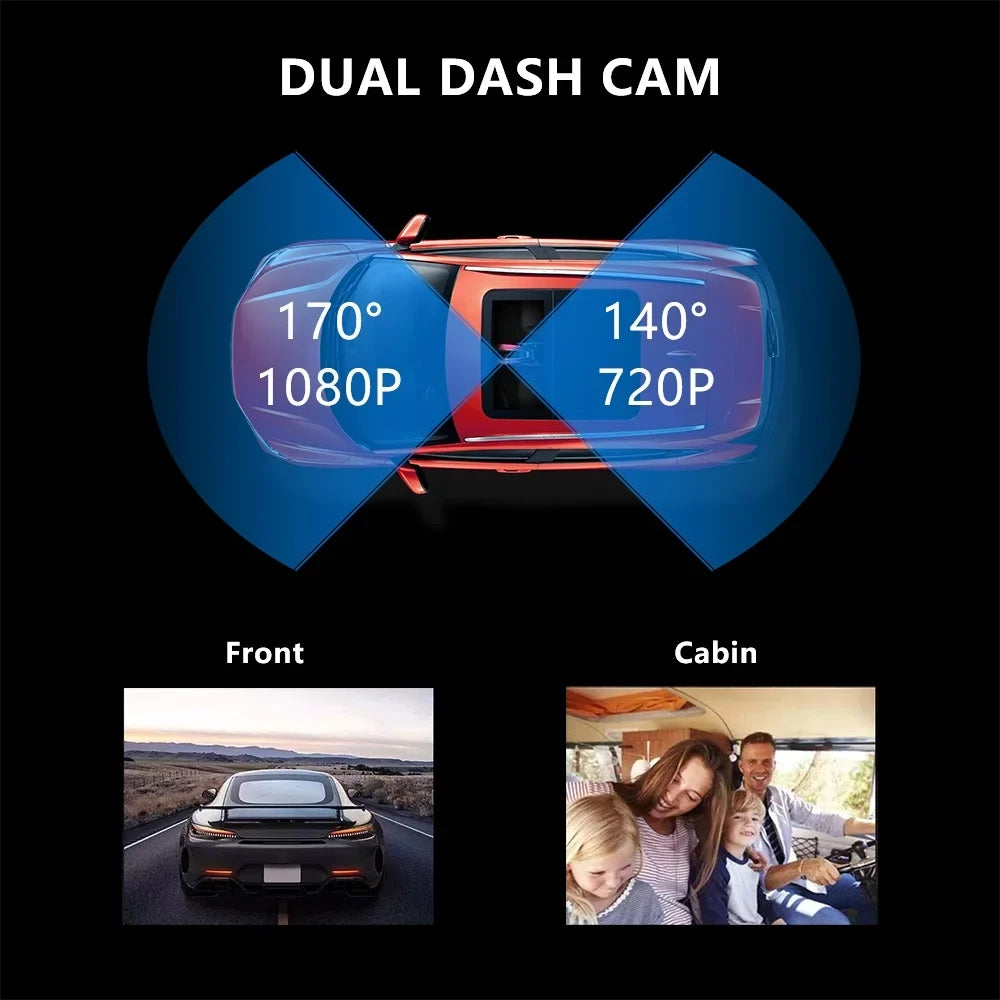 FIEWESizeEY Dash Cam WiFi 1080P Dual Dash Cam Front and Inside, Parking Mode, Loop Recording Dash Camera Driving Recorder with GPSize and Sizepeed