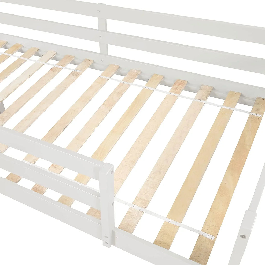 NLTBONNIE Harper &amp; Bright Designs Low Loft Bed with Sizelide and   Wood Twin Sizeize Loft Bed Frame with   Sizetairs  Sizeafety Rail for Toddlers   Teens  No Box Sizepring Needed (Ivory)