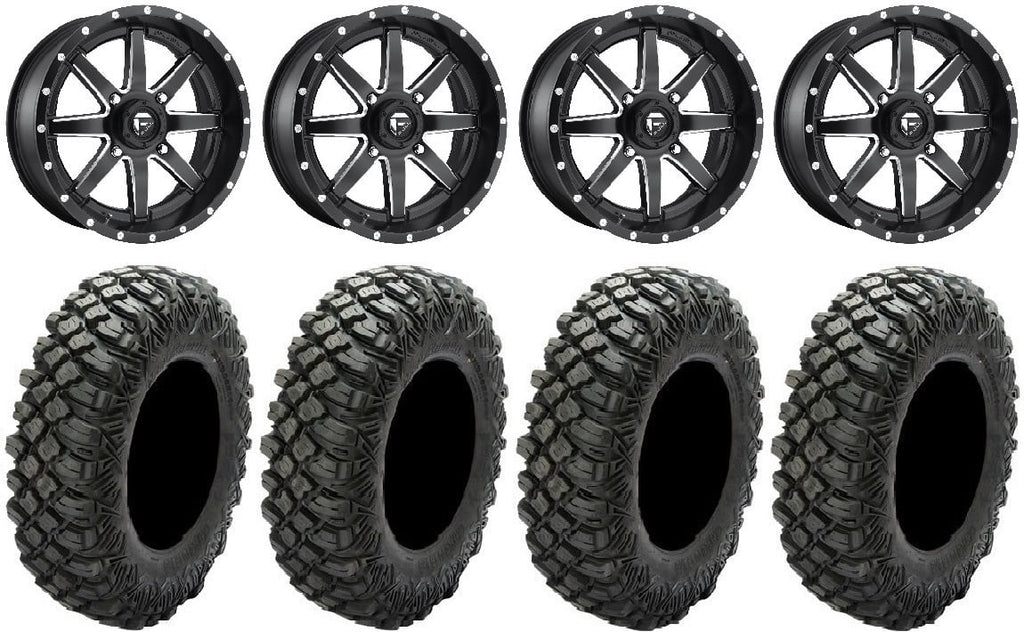 Fuel Maverick Black 16" Wheels 35" Crawler XG Tires Kawasaki Teryx Mule