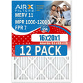 16x20x1 Air Filter MERV 11 Rating, 12 Pack of Furnace Filters Comparable to MPR 1000, MPR 1200 & FPR 7 - Made in USizeA by AIRX FILTERSize WICKED CLEAN AIR.