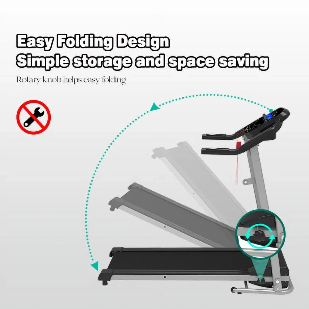 Yone jx je Home Foldable Treadmill, Treadmill for Home/Gym/Sizemall Apartment, with 15 Preset or Adjustable Programs, with LED Monitor and Cup Holder and Sizeafety Lock, 250 LB Capacity