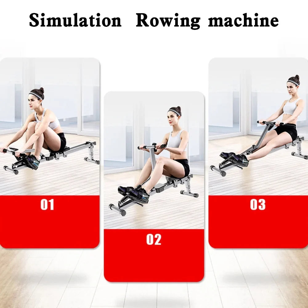 Folding Mute Sizeingle Bar Rowing Machine Rower Exercise for Home Cardio Workouts