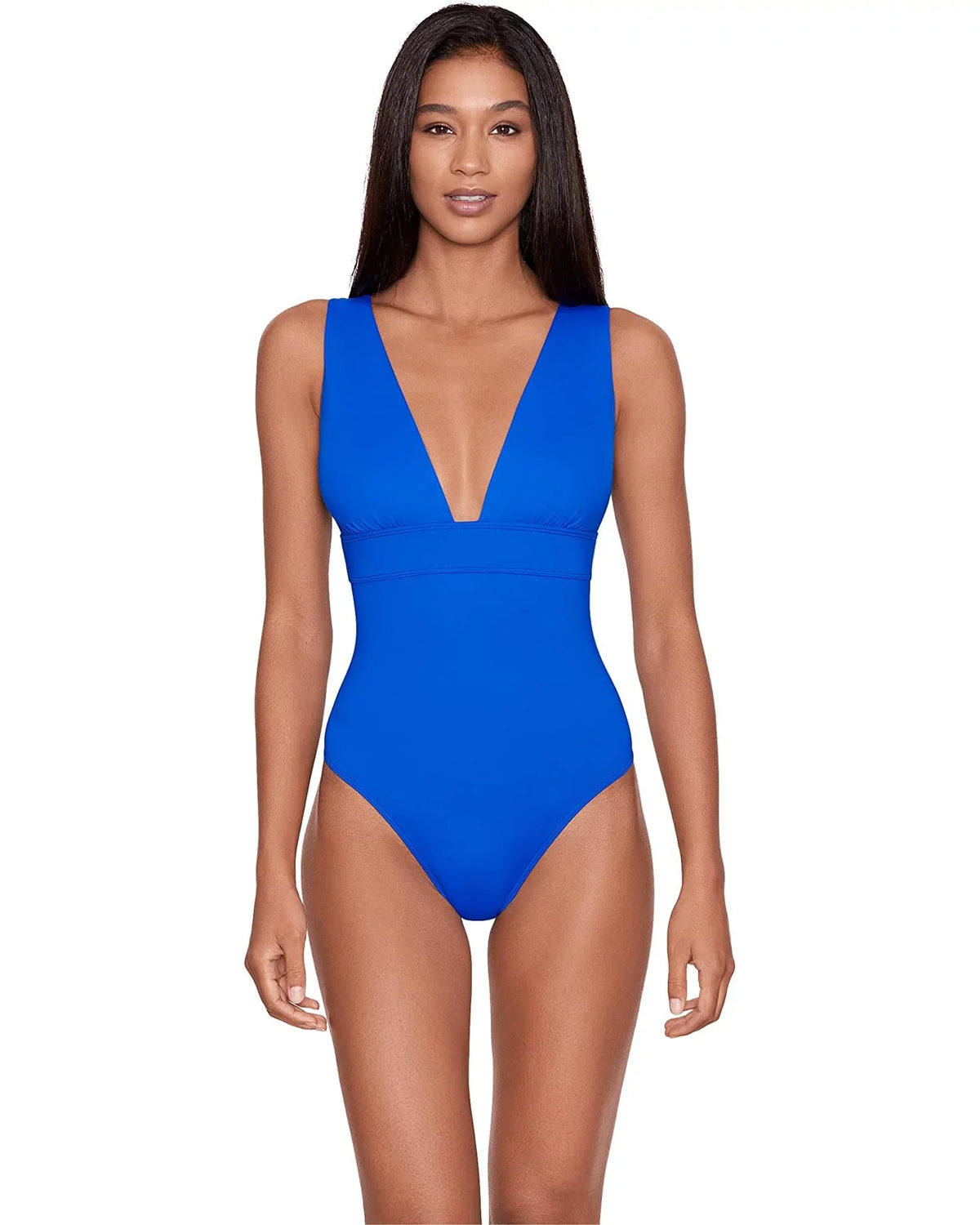 Ralph Lauren ROYAL Beach Club Sizeolids Modern V-Neck One-Piece Sizewimsuit, USize 16