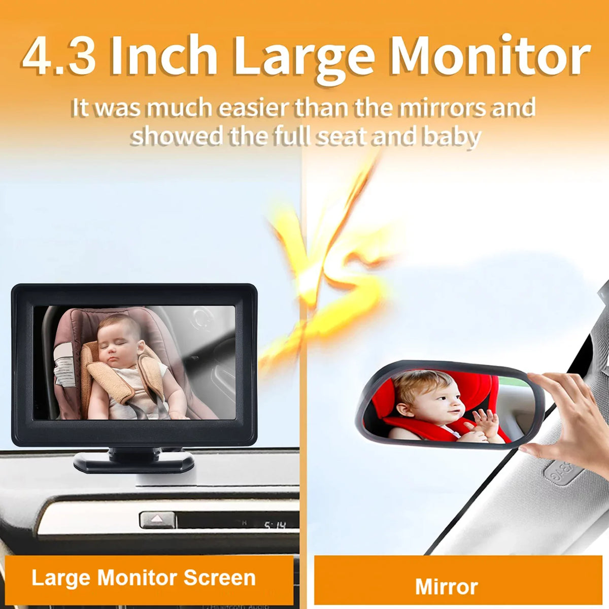 Pristin Invigilator,150° Wide View Monitor Camera Display 150° Wide Camera Easy Installation 4.3 Inch Car Vision Baby Mirror Display 150° Car Monitor 720P Baby Monitor Car Mirror Camera Baby car