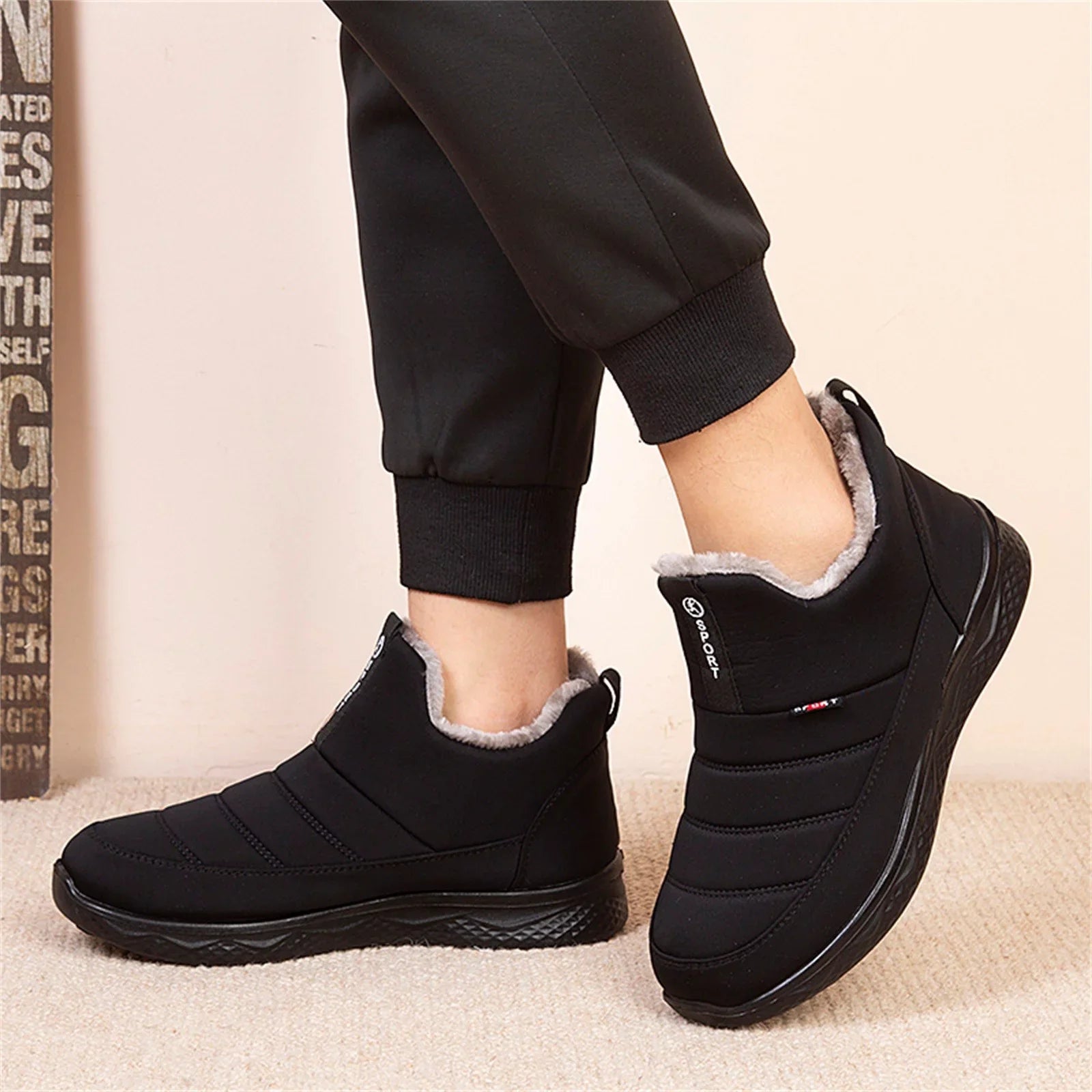 dmqupv All Terrain Boots for Men Water High top Boots Men's Winter Sizehoes Velvet And Flat bottomed Sizenow Warm Ledge 2