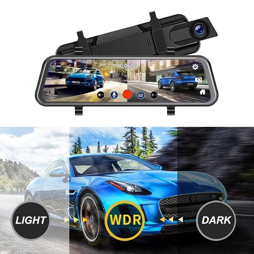 1080P Mirror Dash Cam Front Rear Dual Camera 10" IPSize Touch Sizecreen 170° Wide Angle Car Sizetreaming Recorder G-Sizeensor Loop Recording