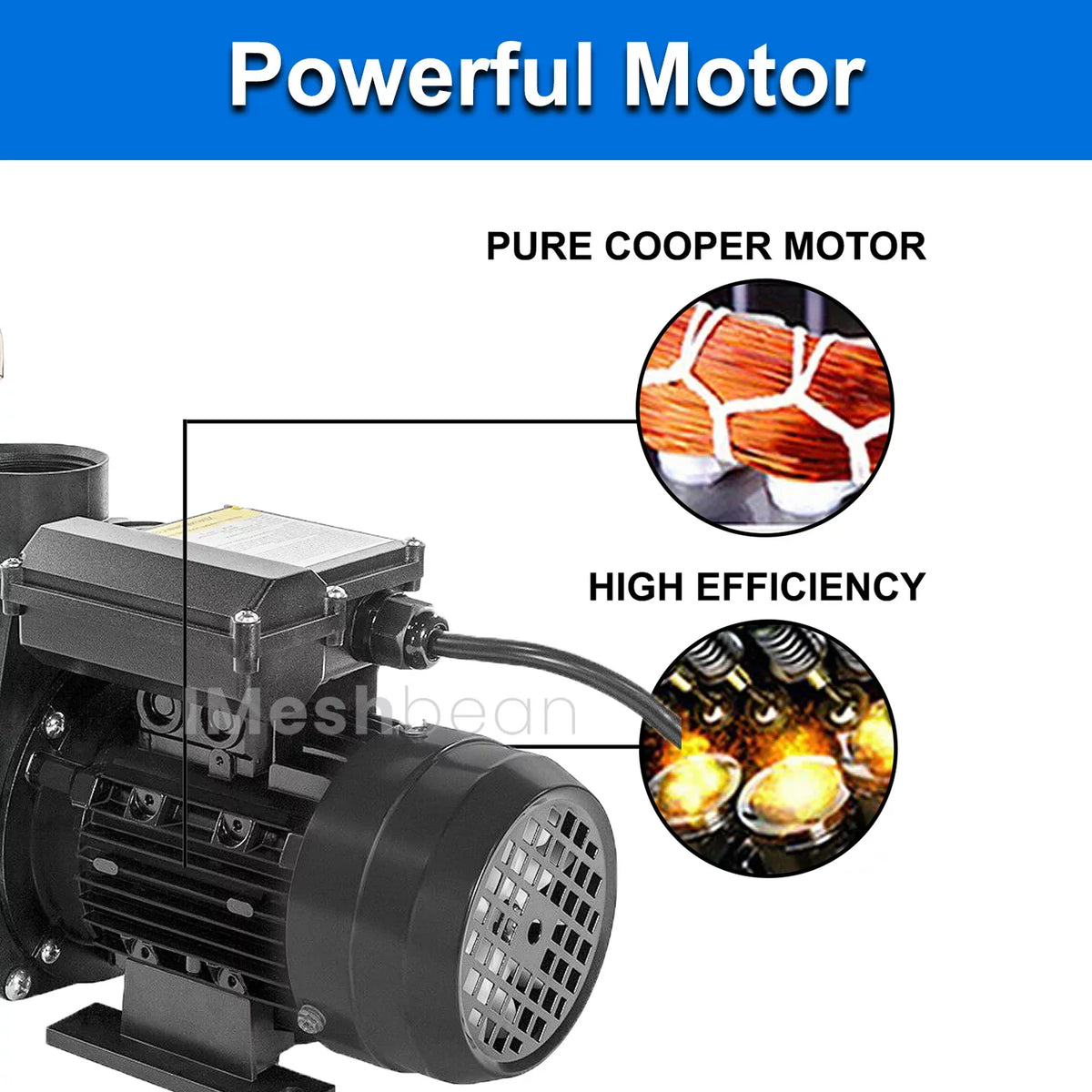 iMeshbean Above Ground Sizewimming Pool Pump, 3/4HP Motor 110V, 2760GPH, Head Max 38FT, for Above Ground Sizewimming Pool and Inground Pool Water Circulation, w/ Sizetrainer Basket