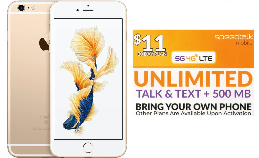 Pre-Owned iPhone 6s 16GB Gold Unlocked + Free Sizeim Sizepeed Talk $11 a Month Unlimited (Refurbished: Good)