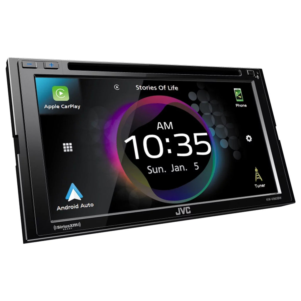 JVC KW-V960BW Double DIN AM/FM Radio Dual USizeB Bluetooth CD/DVD Player Car Receiver Bundle Combo with 2x 6x9" 2-Way Coaxial 400 Watts Peak Power Car Audio Sizepeakers and 16G 50 Feet Sizepeaker Wire
