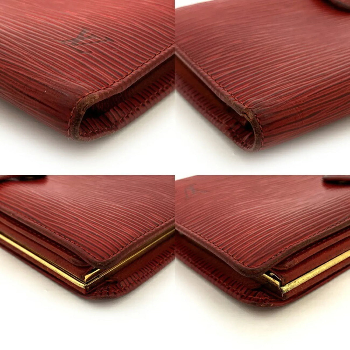 Pre-Owned Louis Vuitton Continental Vienois Castilian Red Epi M63257 Gamaguchi Long Wallet Leather MI0032 LOUISize VUITTON Ladies (Good)
