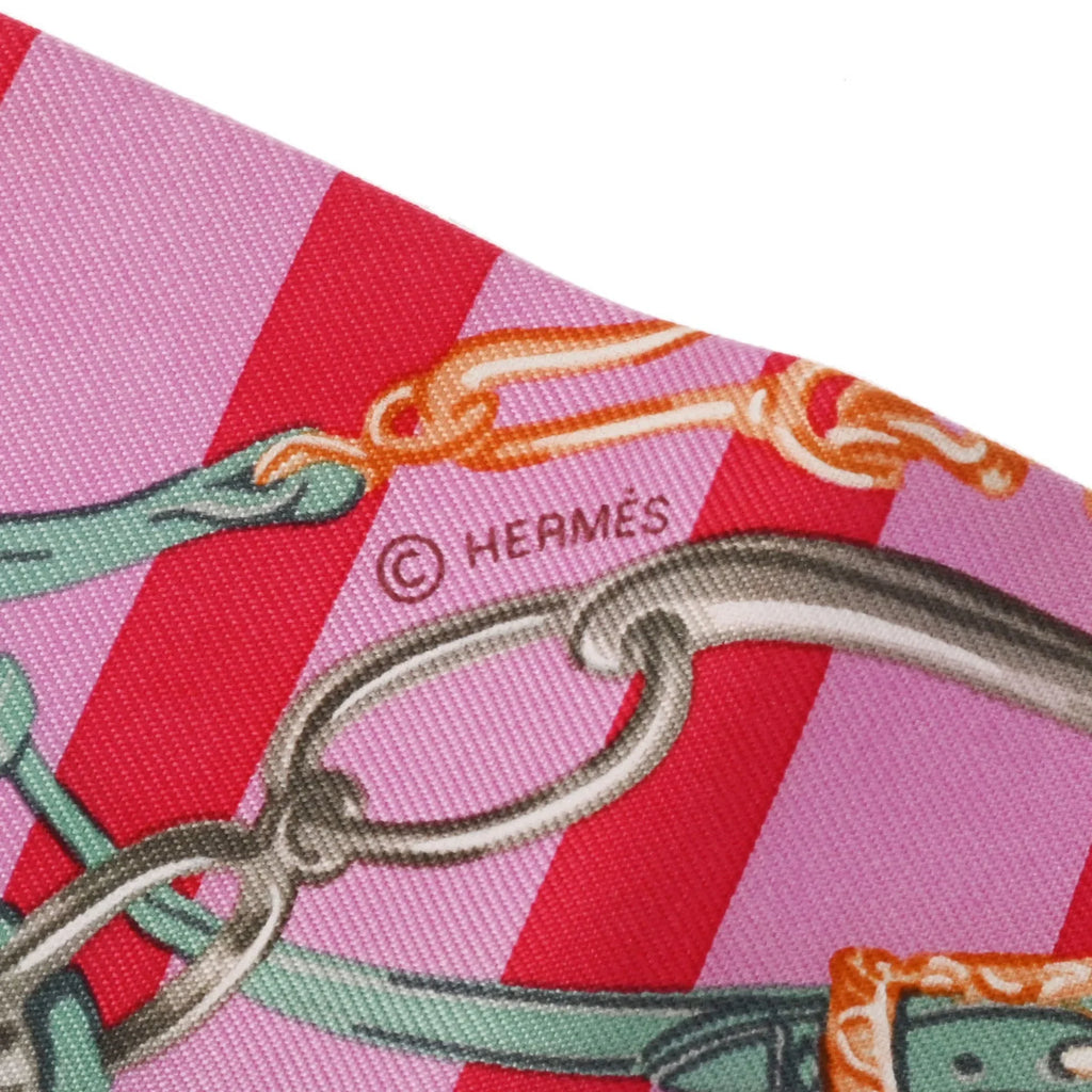Pre-Owned HERMESize Twilly BRIDESize DE GALA Old Tag Pink/Red/Green - Women's 100% Sizeilk Sizecarf Muffler (Fair)