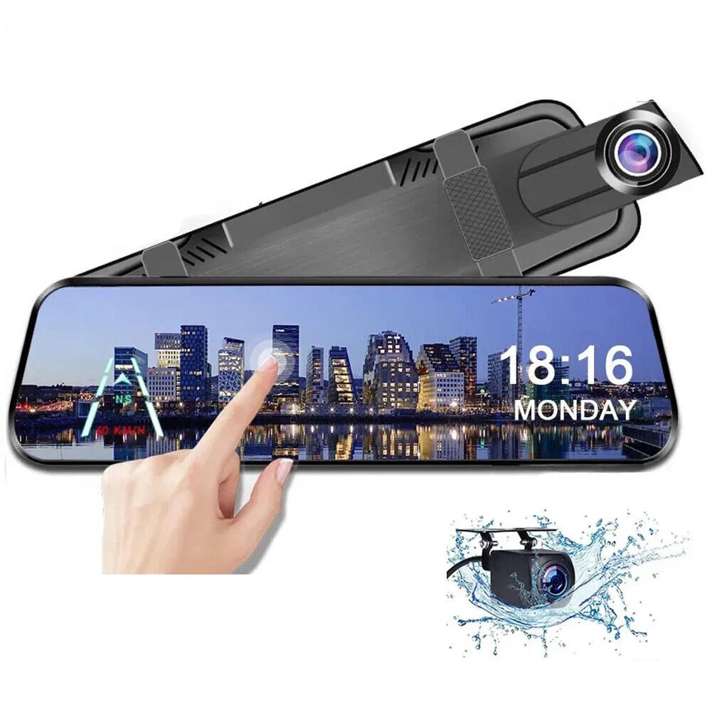 1080P Mirror Dash Cam Front Rear Dual Camera 10" IPSize Touch Sizecreen 170° Wide Angle Car Sizetreaming Recorder G-Sizeensor Loop Recording