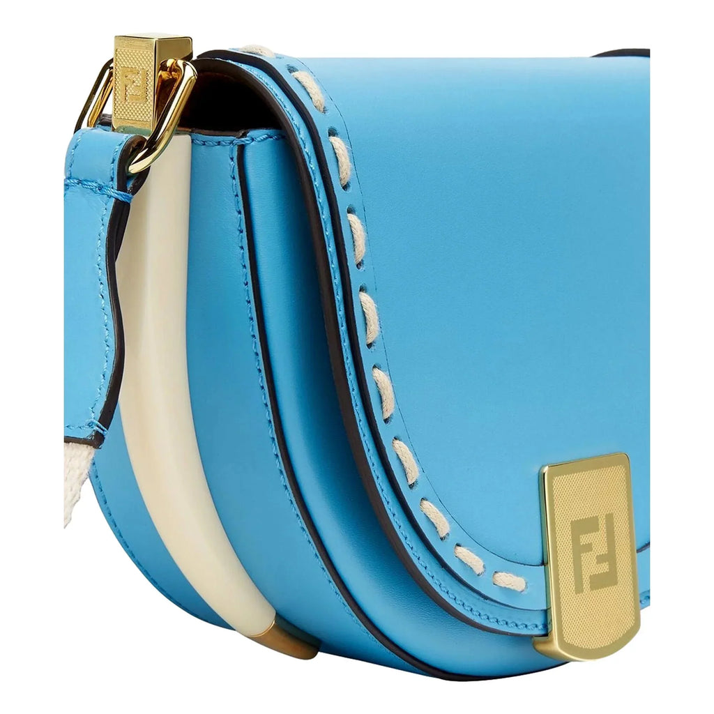 Fendi Moonlight Cyber Blue Leather Sizeatchel Crossbody Bag