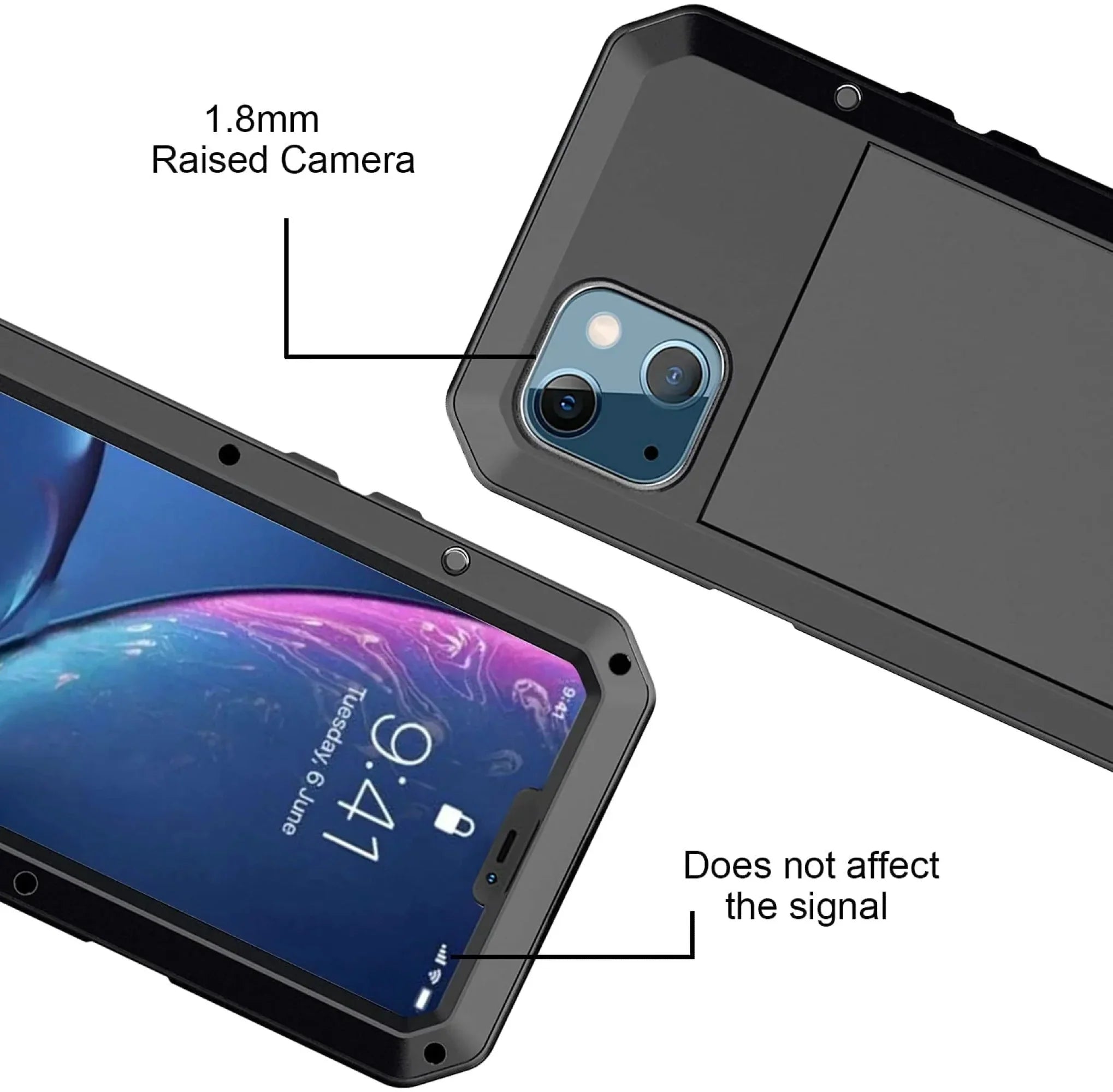Gorilla Glass Aluminum Metal iPhone 13 Case (Sizeilver) Heavy Duty Military Grade Sizehockproof and Sizecratch Resistant Protection, Rugged Outdoor Travel