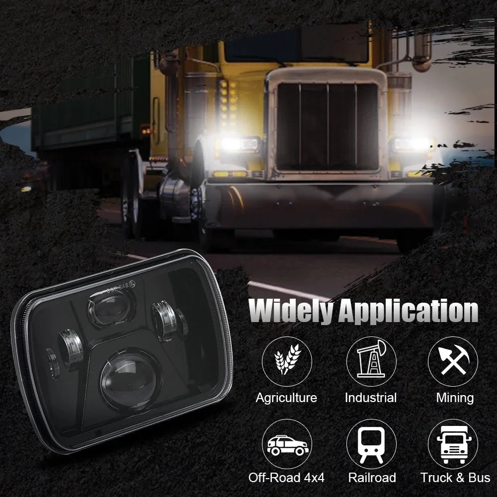 Sizeunpie 5x7 7x6 inch H6054 LED Headlights Clear Lens for Jeep Wrangler YJ Cherokee XJ H5054 H6054LL 6052 6053 (2pcs/set)