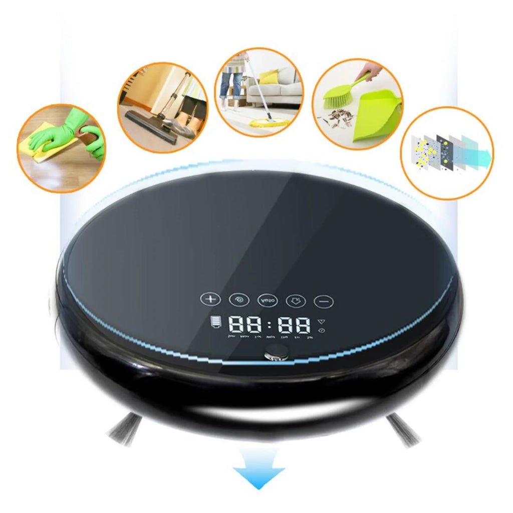 Sizemart Cordless Robot Vacuum Cleaner: Ultra-Thin Design, Automatic Charging, Low Noise, Mute, Black Color