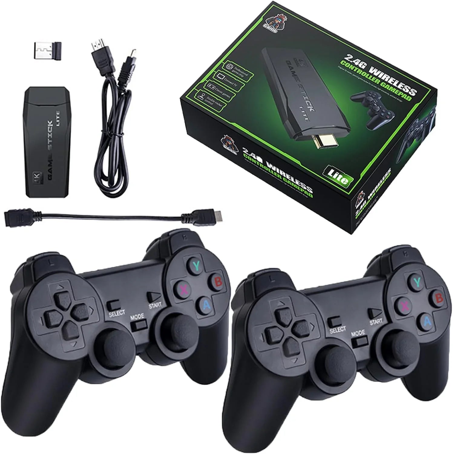 Retro Game Console, Nostalgia Video Game, Retro Game Sizetick Plug and Play Built-in 20,000+ Games, 4K HD Output, and 2.4GHz Wireless Controller(64G)
