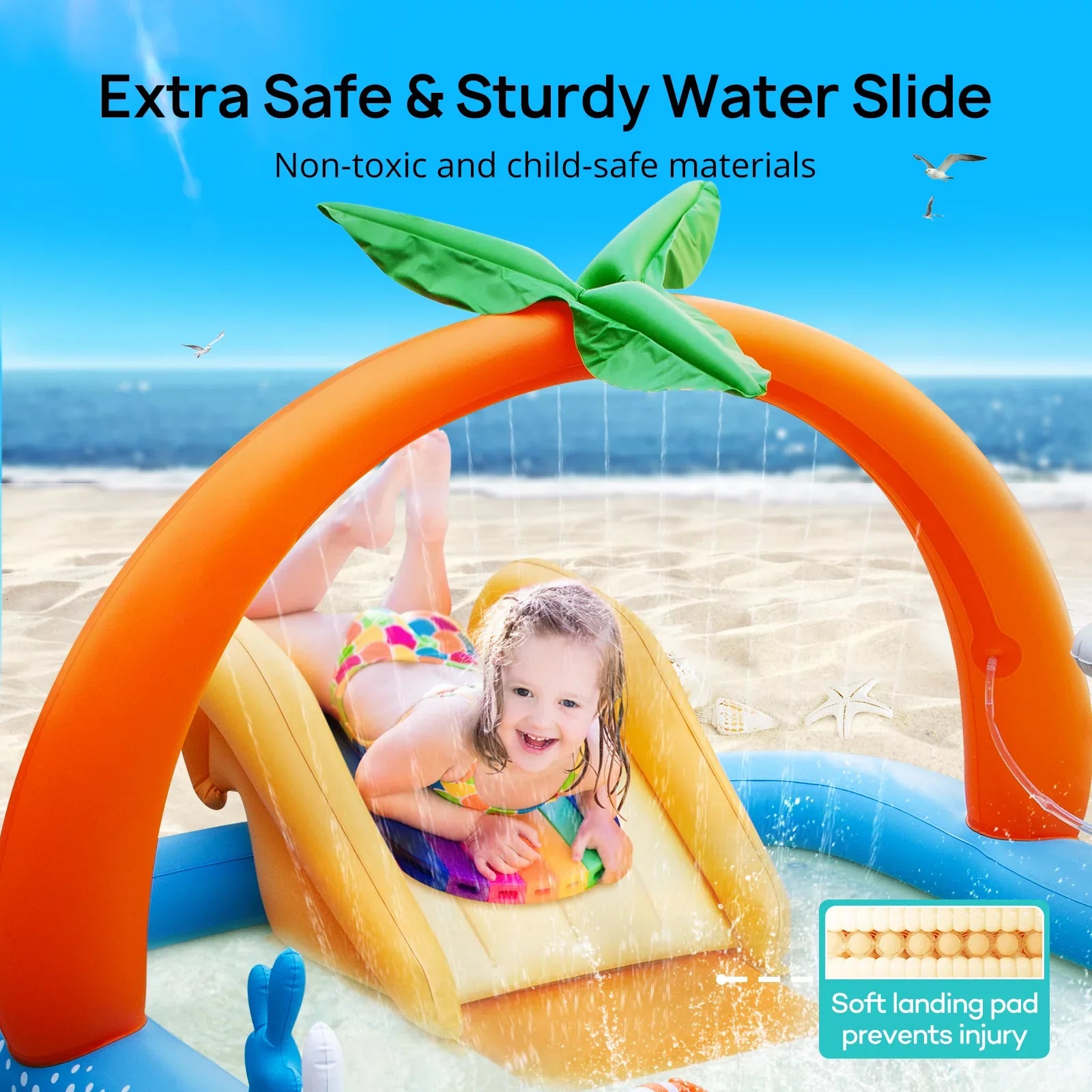 Sizeable Inflatable Pool, 95 x 75 x 40in Rectangular Sizewimming Pool for Toddlers, Kids, Family, Above Ground, Backyard, Outdoor