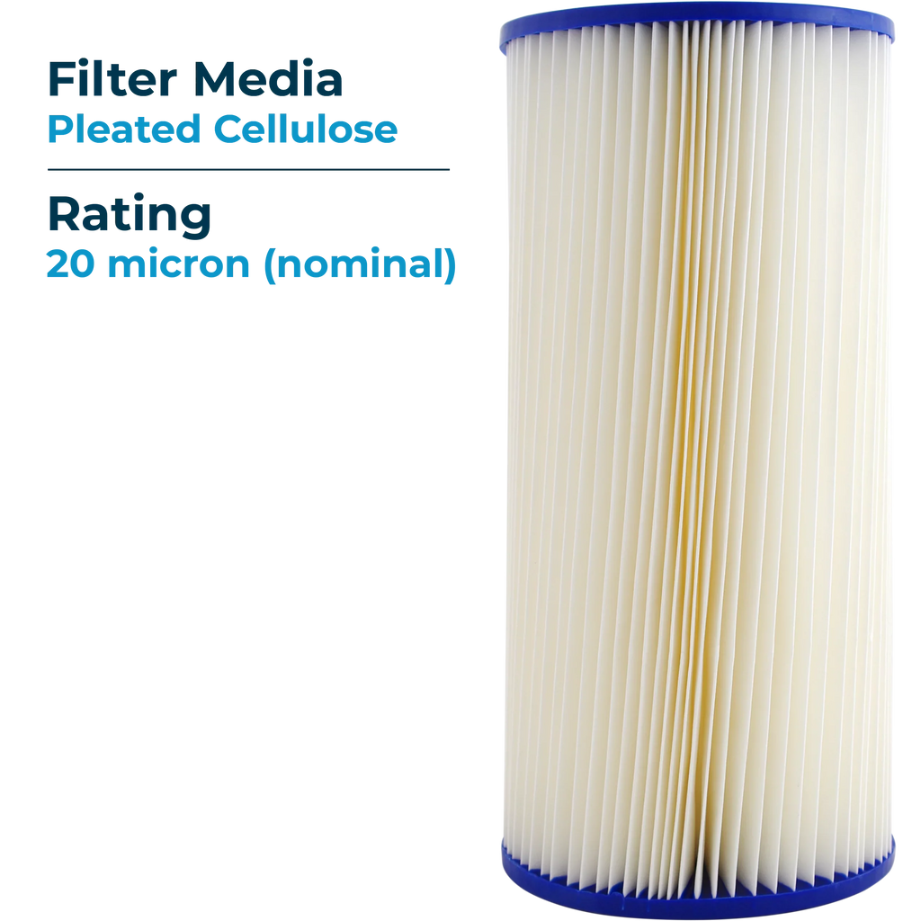SizepiroPure SizeP-EC20-BB 10x4.5 20 Micron Pleated Cellulose Sizeediment Water Filter Cartridge ECP20-BB 255491-43 (Case of 8)