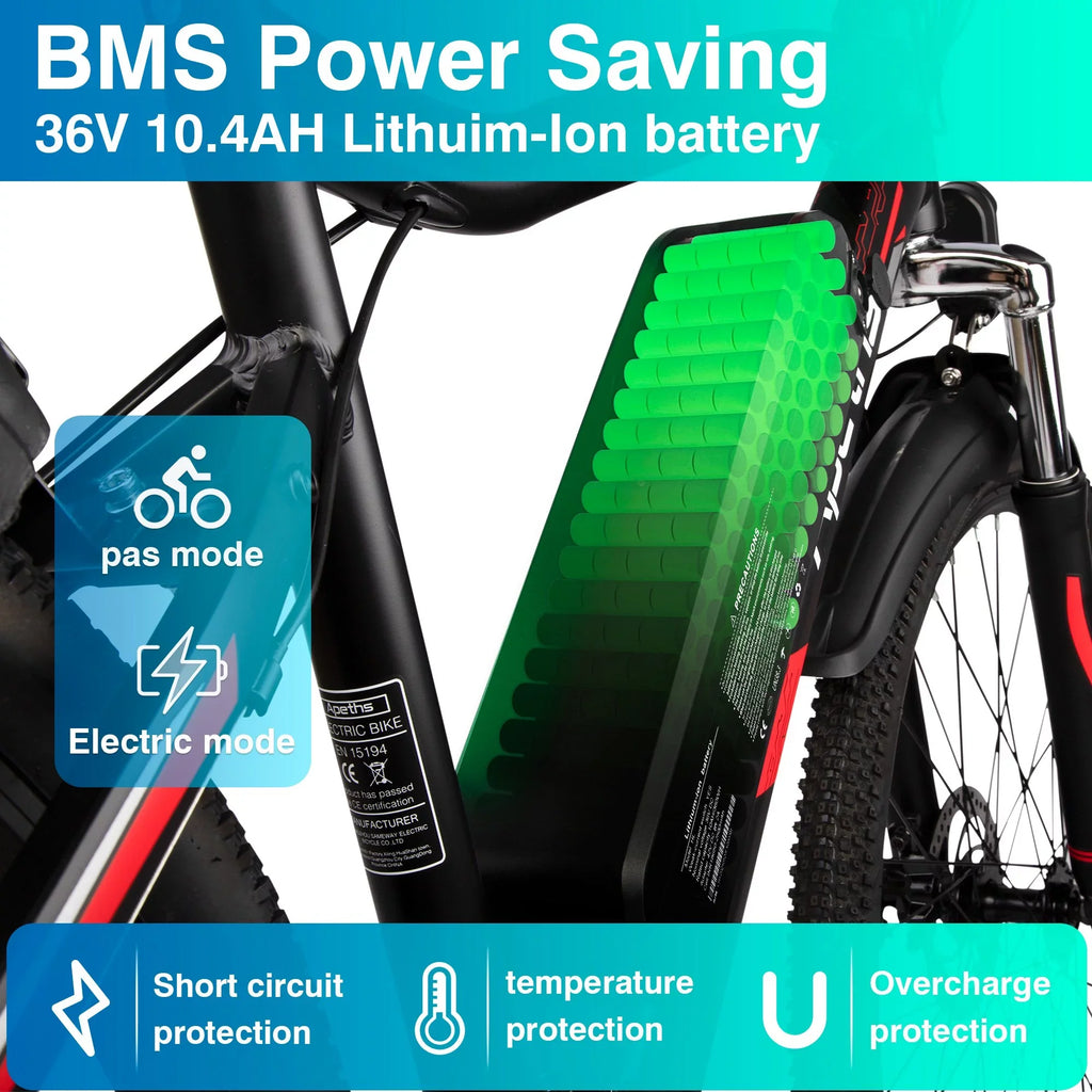 APETHSize 26 inch Electric Bike Battery