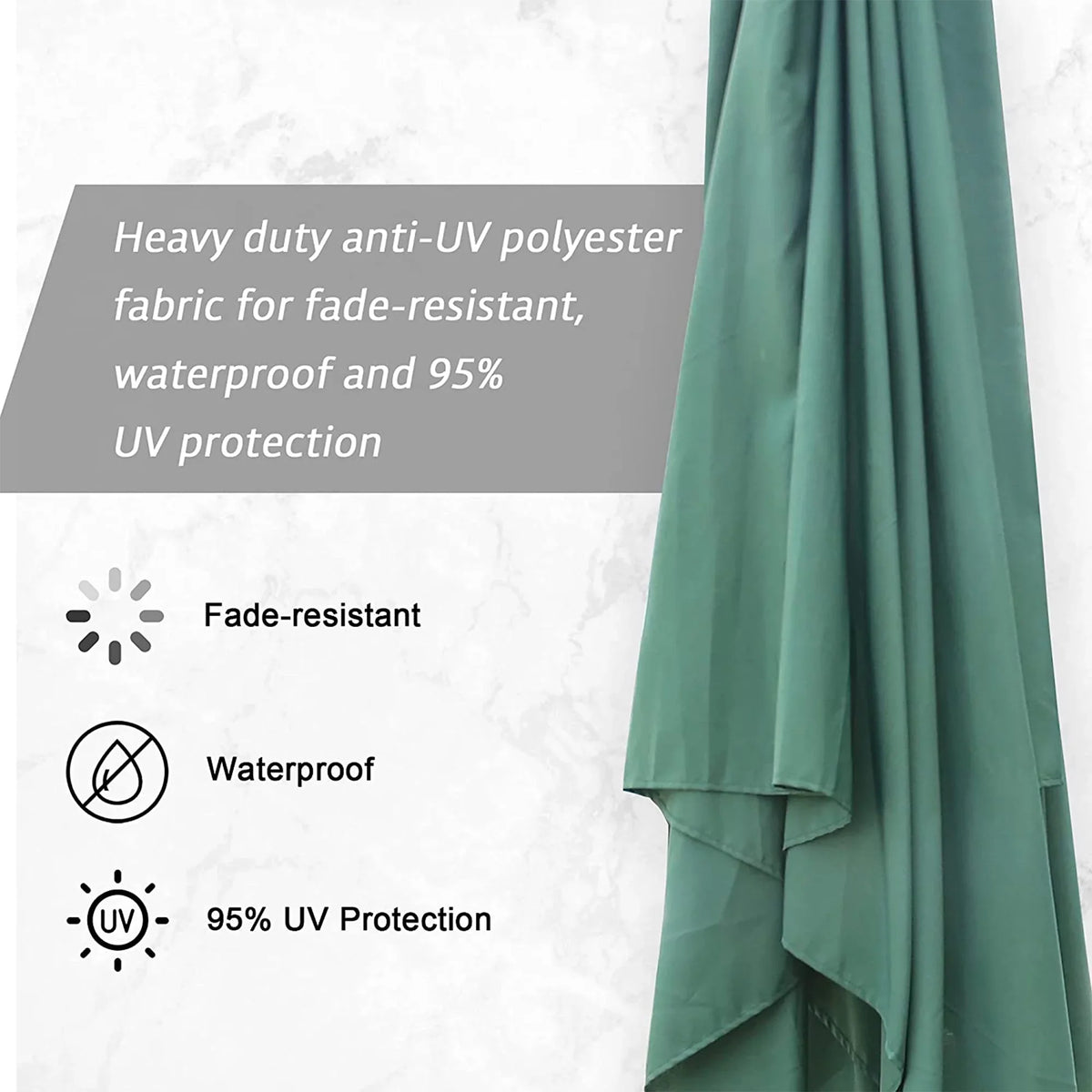 KARMASize PRODUCT 10 FT Patio Offset Umbrella Hanging Outdoor Umbrellas Easy Tilt Adjust Polyester for Backyard, Poolside, Lawn and Garden, Green