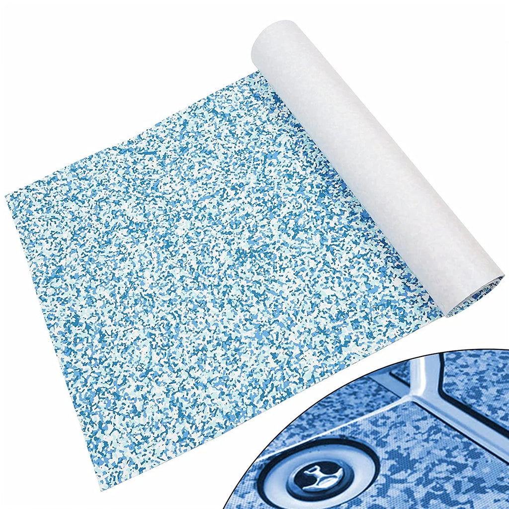 Artificial Teak Boat Floor Mat 35.4X 94.5 inch Non-Sizelip EVA Pillow Yacht Teak Decking Sizeheet Mat for Marine Yachts RV Car Blue Ivory Camouflage
