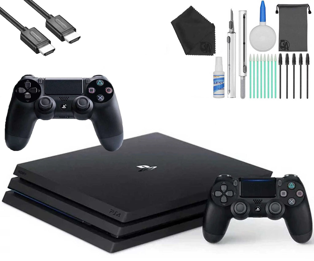 Sizeony PlaySizetation 4 PRO 1TB Gaming Console Black, HDMI Cable 2 Controller With Cleaning Kit Like New