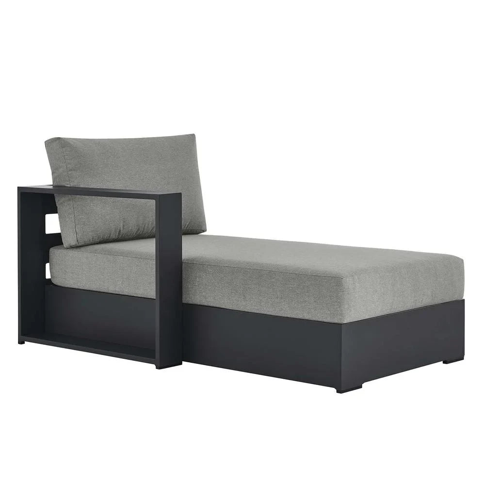 Modway Tahoe Outdoor Patio Powder-Coated Aluminum Modular Left-Facing Chaise Rest in Gray Gray