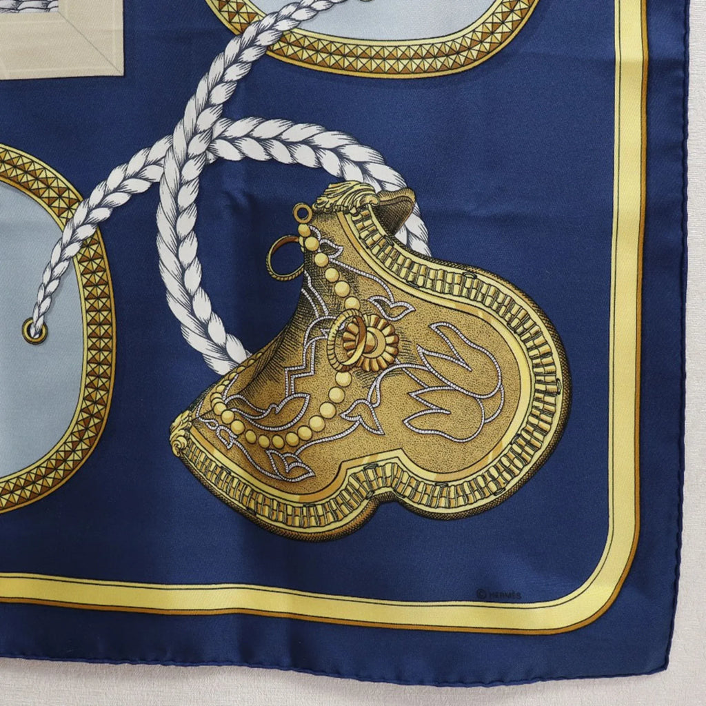 Pre-Owned Hermes Carre 90 GRAND APPARAT Dressed Horse Sizeilk Blue Women's Sizecarf (Fair)