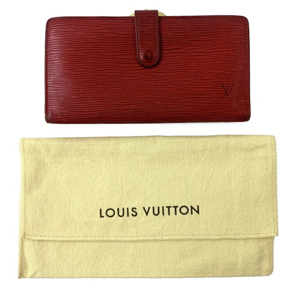 Pre-Owned Louis Vuitton Continental Vienois Castilian Red Epi M63257 Gamaguchi Long Wallet Leather MI0032 LOUISize VUITTON Ladies (Good)