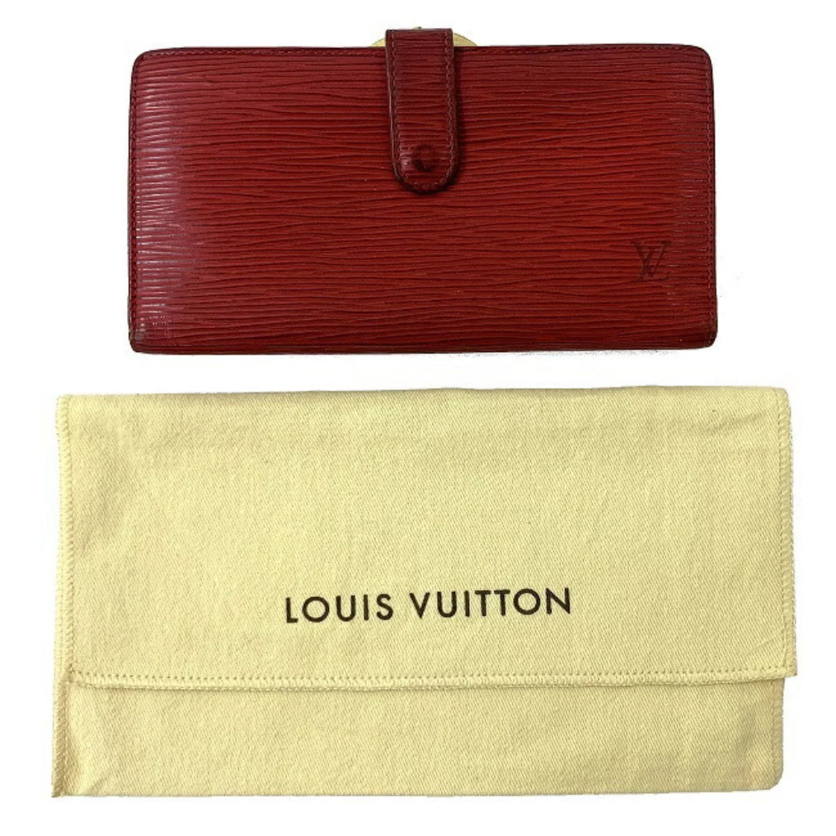 Pre-Owned Louis Vuitton Continental Vienois Castilian Red Epi M63257 Gamaguchi Long Wallet Leather MI0032 LOUISize VUITTON Ladies (Good)