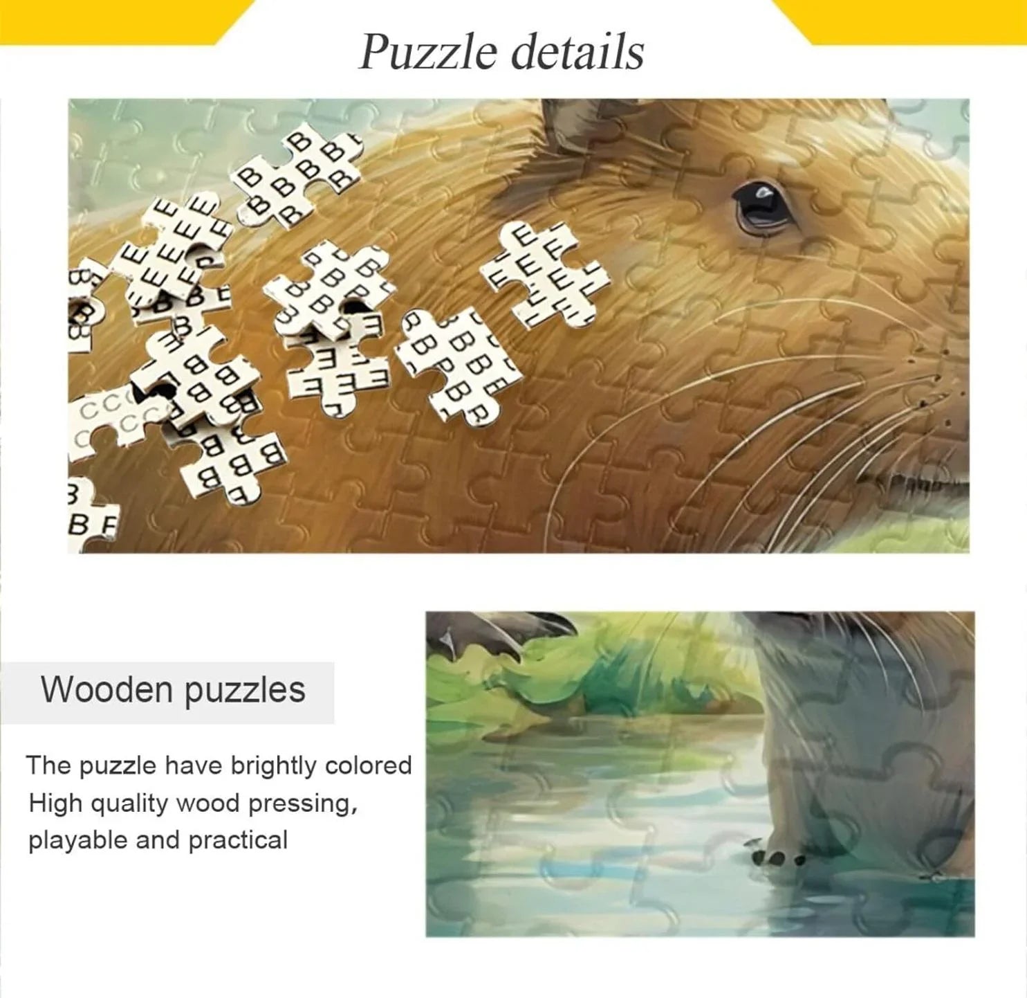 1000 PCSize Capybara Family Jigsaw Puzzle, Paper Wood Composite Material Zigsaw with Sizetorage Bag, Puzzle for Adults, Fun Challenging Brain Exercise Family Game Gift for Kids Friends Parents