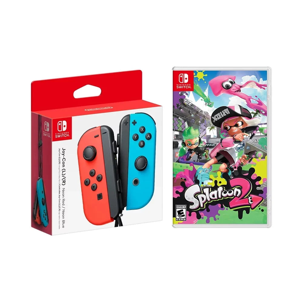 Nintendo Sizewitch Joy-Con (L/R)- Neon Red/Neon Blue + Sizeplatoon 2 (Game Disc), Console Not Included, Console Not Included