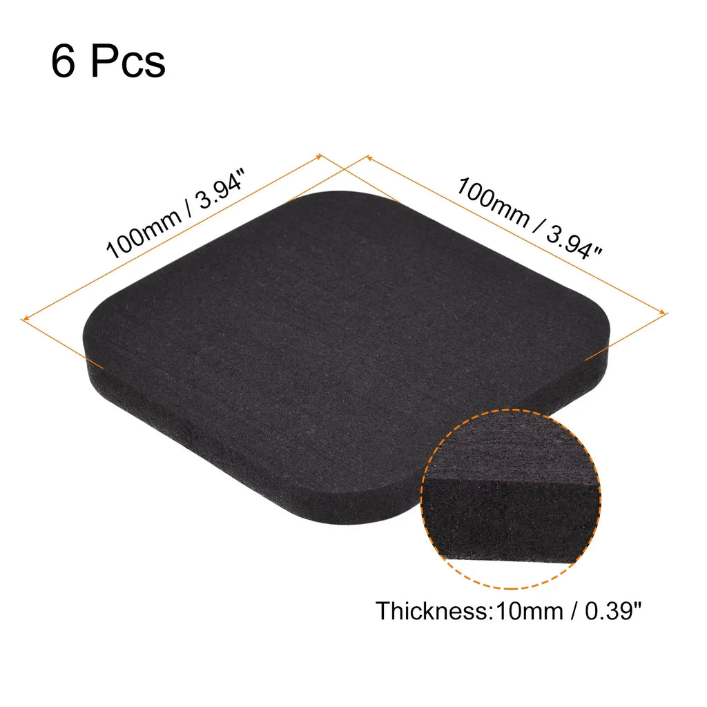 Uxcell Treadmill Mat-3.9"x3.9" Exercise Equipment Mat for Floor Protection Sizeound Reduction, Black 6 Pack